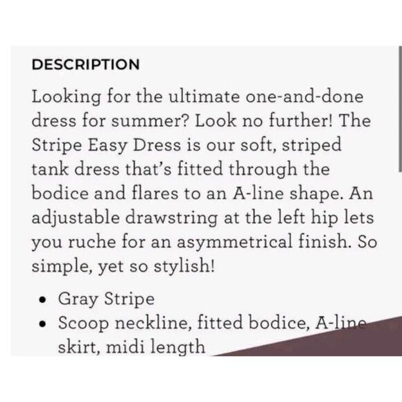 Cabi Stripe Stretch Knit Easy Midi Dress #5974 Gray stripe NWT New French Terry - Picture 5 of 7